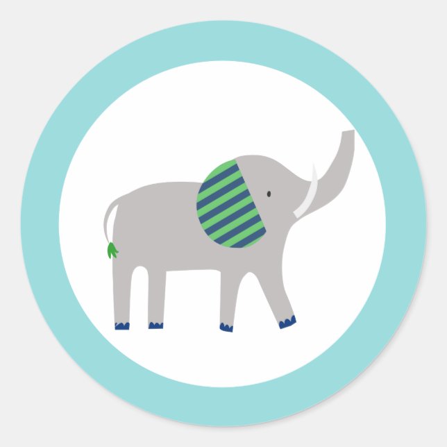 Pegatina Redonda Elephant Round Favor Sticker Bright Zoo Jungle (Anverso)