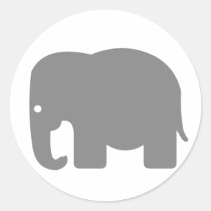 Pegatina Redonda Elephant Silhouette