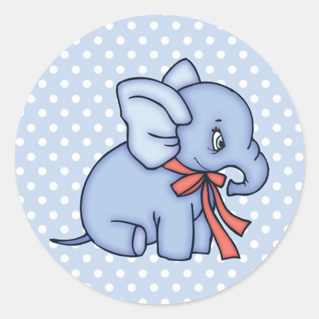 Pegatina Redonda Elephant Toy Blue (Anverso)
