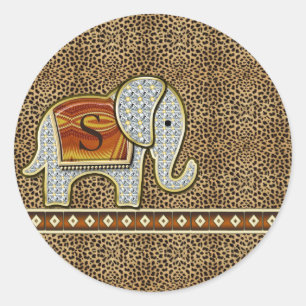 Pegatina Redonda Elephant Walk Monograma Cheetah ID390