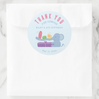 Pegatina Redonda Elephant with Gifts Thank You