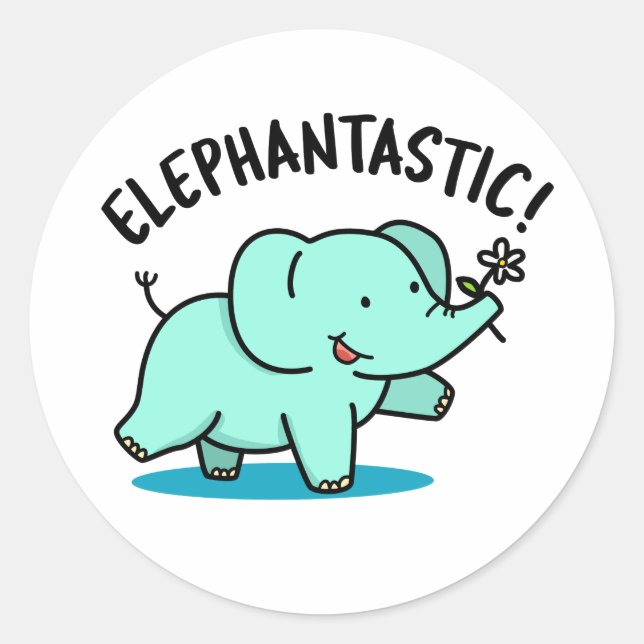 Pegatina Redonda Elephantastic Funny Elephant Pun (Anverso)
