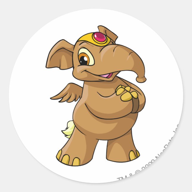 Pegatina Redonda Elephante Brown (Anverso)