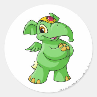Pegatina Redonda Elephante Green