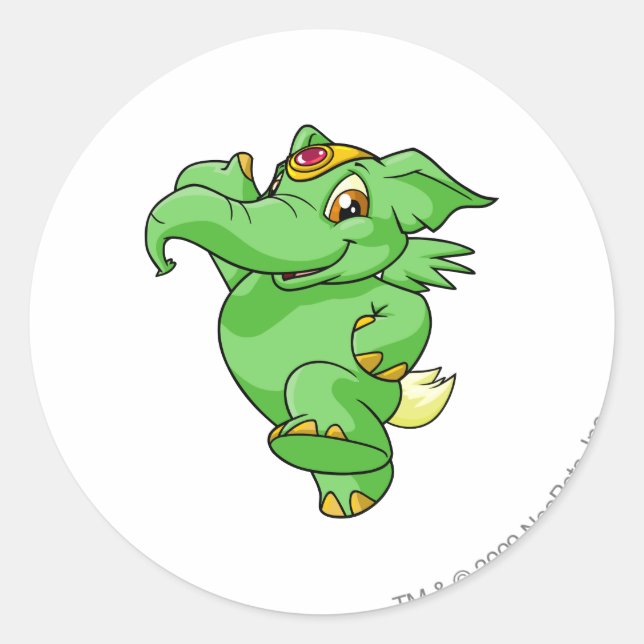 Pegatina Redonda Elephante Green (Anverso)