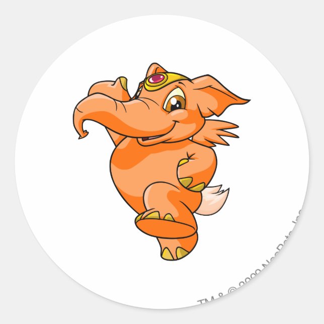 Pegatina Redonda Elephante Naranja (Anverso)