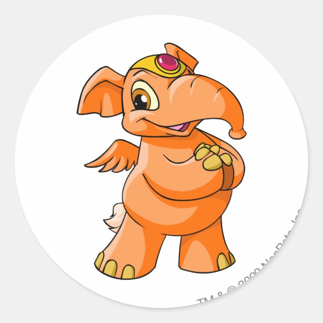 Pegatina Redonda Elephante Naranja (Anverso)