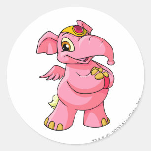 Pegatina Redonda Elephante Pink