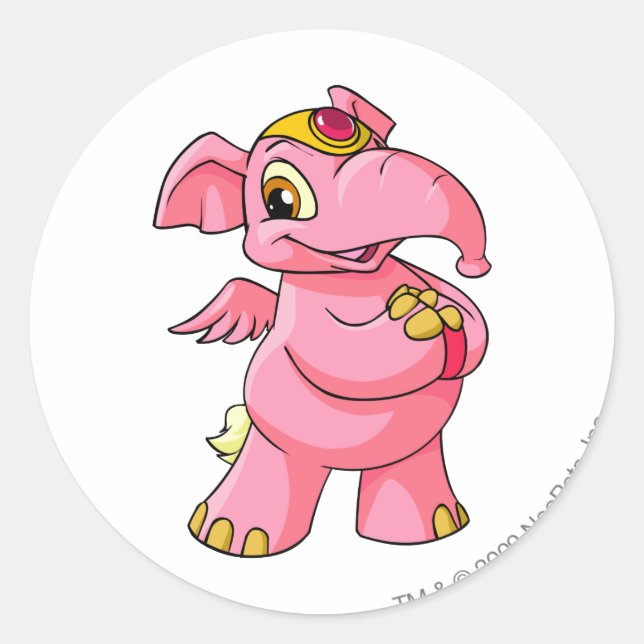 Pegatina Redonda Elephante Pink (Anverso)