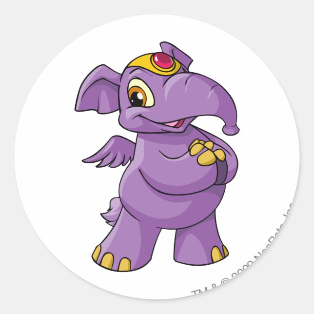 Pegatina Redonda Elephante Purple (Anverso)