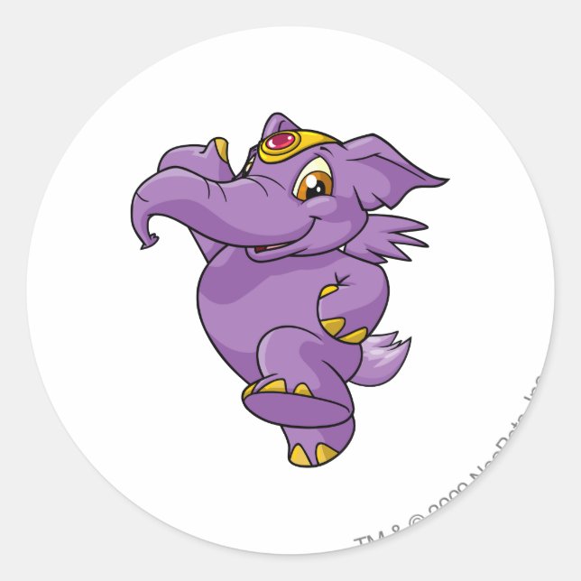 Pegatina Redonda Elephante Purple (Anverso)