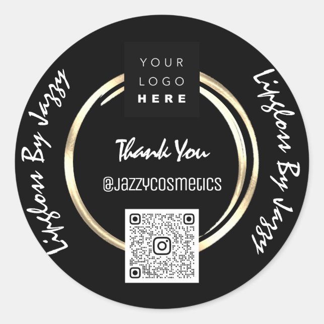 Pegatina Redonda Eleva tu gratitud con Black Gold VIP Gracias (Anverso)