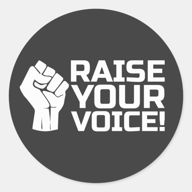 Pegatina Redonda Eleva Tu Voz 2 W (Anverso)