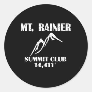 Pegatina Redonda Elevación del Club de la Cumbre de Mt Rainier Mont