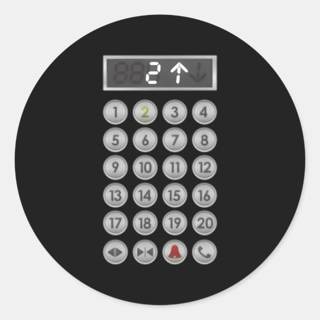 Pegatina Redonda Elevador de botones de ascensor (Anverso)