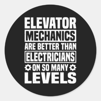 Pegatina Redonda Elevador Reparación Elevador Técnico Ascensor Mecá