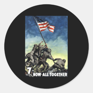 Pegatina Redonda Elevar La Bandera En Iwo Jima Ww2