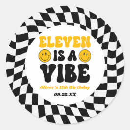 Pegatina Redonda Eleven Is A Vibe Retro 11th Birthday Party