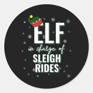 Pegatina Redonda Elf A Cargo De Mamáes De Navidades De Vacaciones D