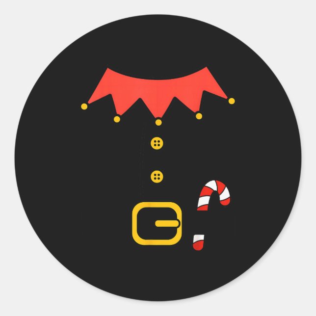 Pegatina Redonda Elf Christmas Halloween Costume Mens Womens Boys G (Anverso)