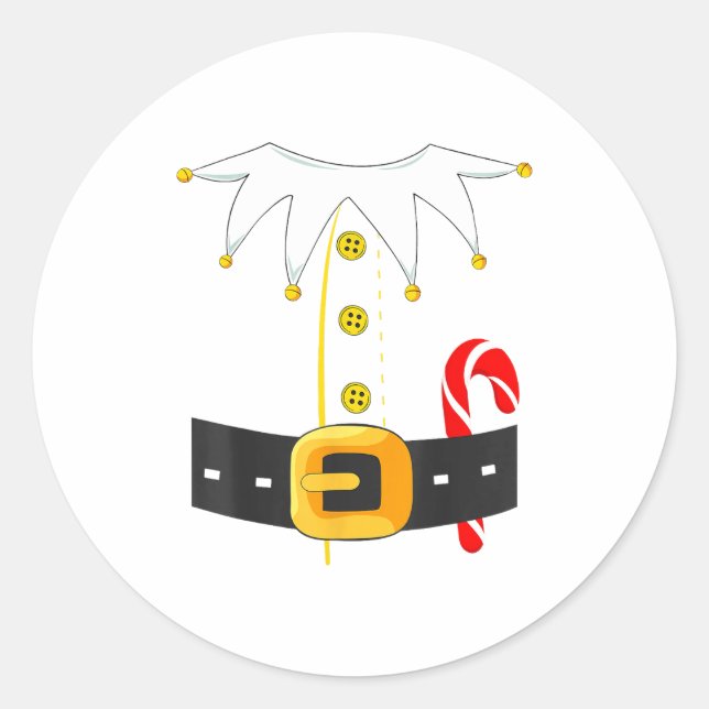 Pegatina Redonda Elf Costume Christmas Holiday Men Women Kids  (Anverso)