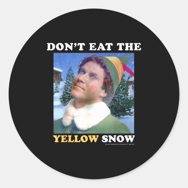Pegatina Redonda Elf Don't Eat The Yellow Snow  (Anverso)