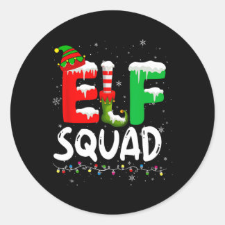 Pegatina Redonda Elf Family Christmas Matching Pajamas Xmas Elf Squ