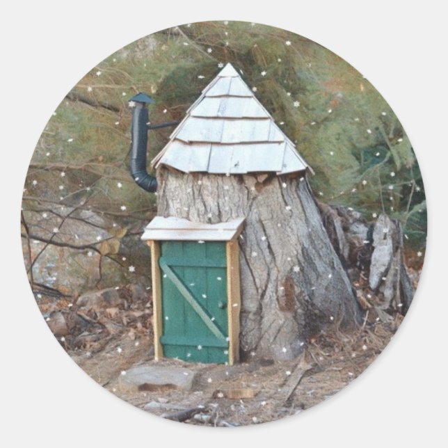 Pegatina Redonda Elf House (Anverso)
