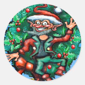 Pegatina Redonda Elf navidades