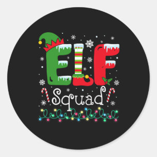 Pegatina Redonda Elf Squad Funny Elf Navidades de familia coinciden