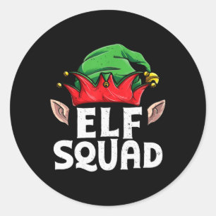 Pegatina Redonda Elf Squad Funny Elf Navidades de familia coinciden