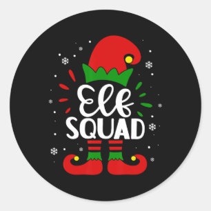 Pegatina Redonda Elf Squad Funny Elf Navidades de familia coinciden