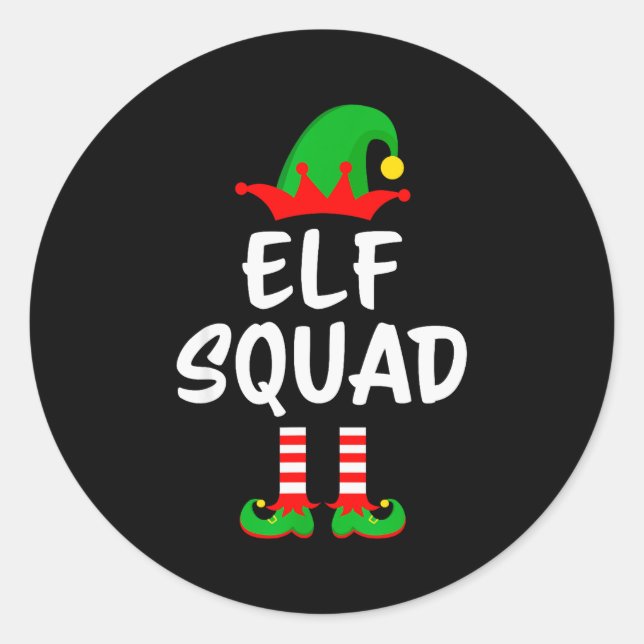 Pegatina Redonda Elf Squad Matching Family Christmas  (Anverso)