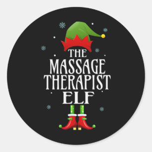 Pegatina Redonda Elf Xmas, terapeuta mago, familia divertida que co
