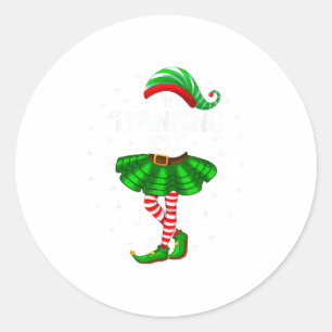 Pegatina Redonda Elfo Bailarín Navidad Familia Combinación Mujeres 