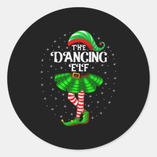 Pegatina Redonda Elfo Bailarín Navidad Familia Pareo Mujeres Niñas 