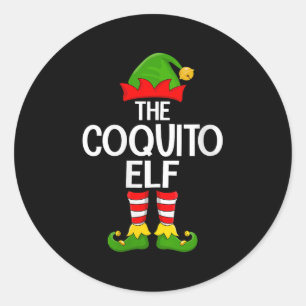 Pegatina Redonda Elfo de Coquito Femenino de Navidad Squad Familiar