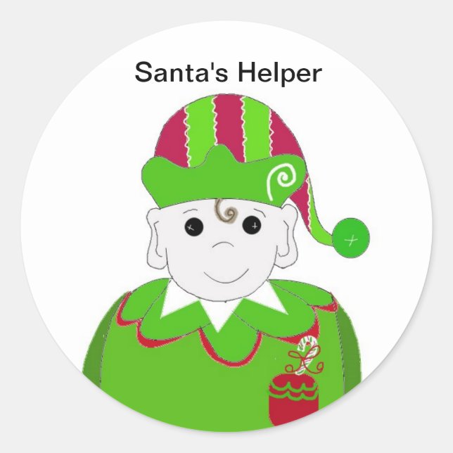 Pegatina Redonda Elfo de los pequeños Navidades (Anverso)