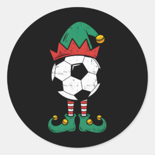 Pegatina Redonda Elfo del Fútbol Navidad Divertido Elfo de Navidad 