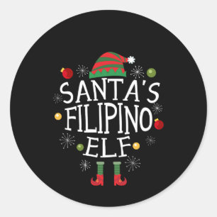 Pegatina Redonda Elfo filipino de Santa - Navidad en Filipinas