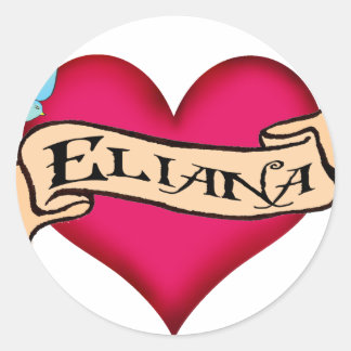 Pegatina Redonda Eliana - Tatuaje del corazón Personalizado