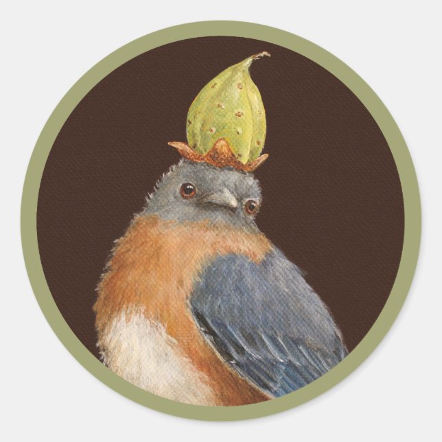 Pegatina Redonda Elige a los pegatinas de pájaro azul (Anverso)