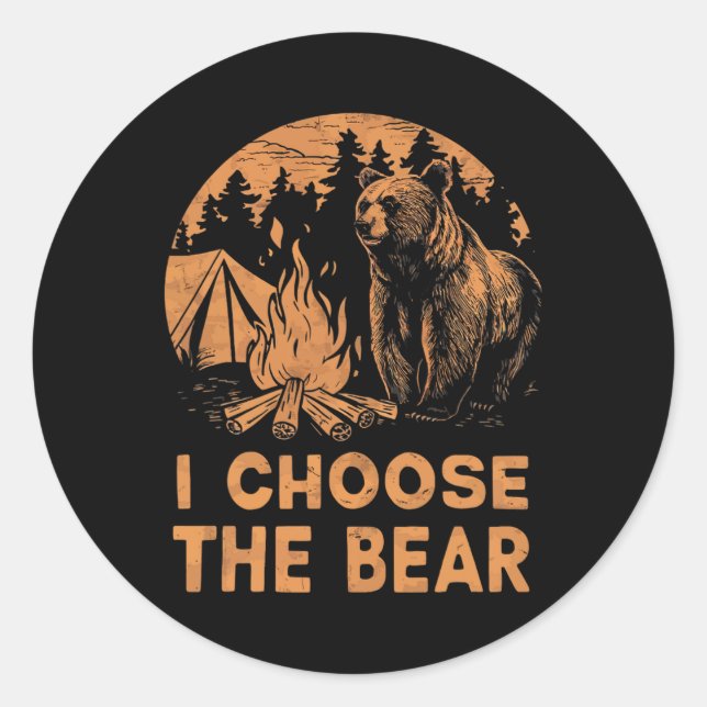 Pegatina Redonda Elige El Oso Gracioso Que Elijo El Oso Feminista F (Anverso)