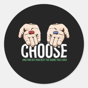 Pegatina Redonda Elija Píldora roja - almohadilla roja - regalo