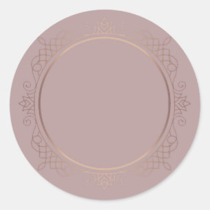 Pegatina Redonda Elite Design Rosa Gold Blank Plantilla Añadir text