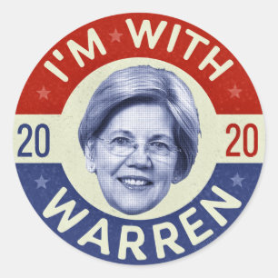 Pegatina Redonda Elizabeth Warren Presidente 2020 Demócrata Pic Ret