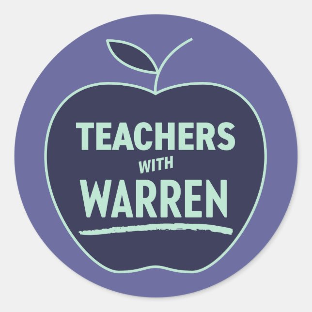 Pegatina Redonda Elizabeth Warren - Teachers with Warren (Anverso)