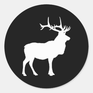 Pegatina Redonda Elk Silhouette