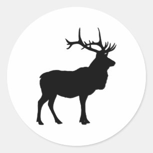 Pegatina Redonda Elk Silhouette