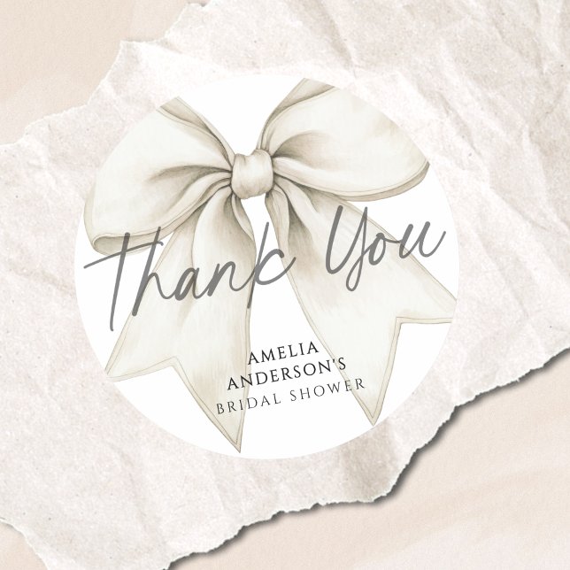 Pegatina Redonda Ella Amarra La Ducha De Novias De Bow Blanco (Subido por el creador)